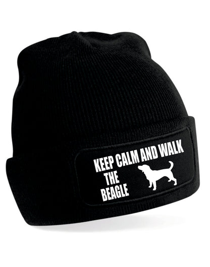Keep Calm & Walk The Beagle Beanie Hat Dog Lovers Gift Great For Men & Ladies