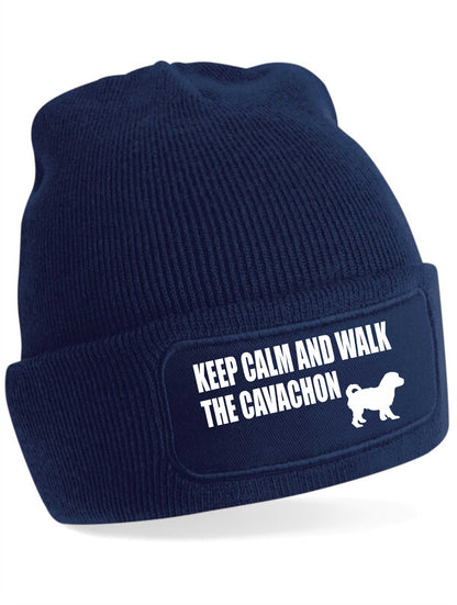 Keep Calm Walk The Cavachon Beanie Hat Dog Lovers Gift For Men & Ladies