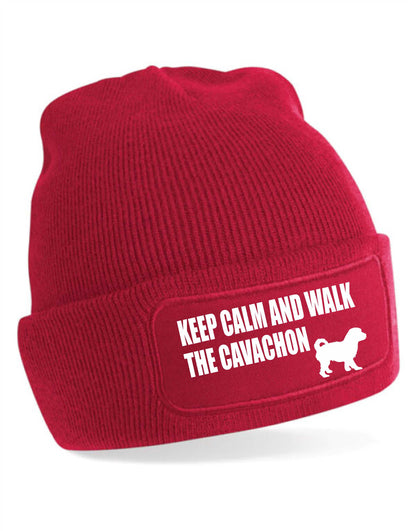 Keep Calm Walk The Cavachon Beanie Hat Dog Lovers Gift For Men & Ladies