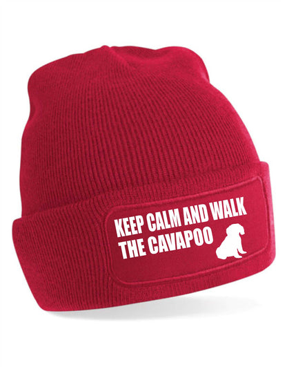 Keep Calm Walk The Cavapoo Beanie Hat Dog Lovers Gift For Men & Ladies