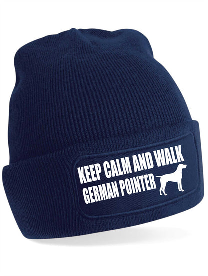 Keep Calm & Walk German Pointer Beanie Hat Dog Lovers Gift For Men & Ladies