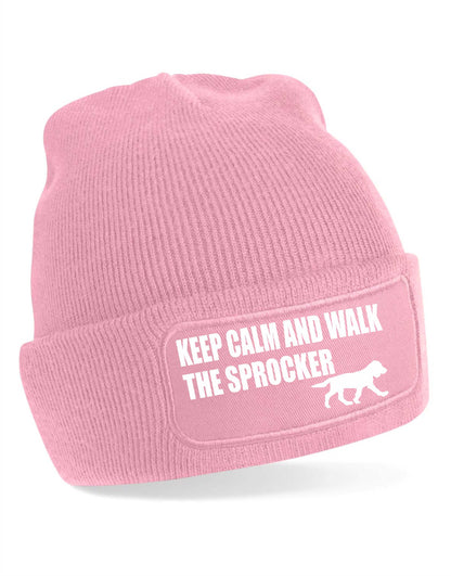 Keep Calm Walk The Sprocker Beanie Hat Dog Lovers Gift For Men & Ladies