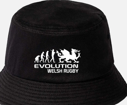 Evolution of Welsh Rugby Bucket Hat Wales Sport Birthday Gift For Men & Ladies