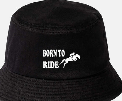 Born To Ride Bucket Hat Horse Riding Gift For Men & Ladies