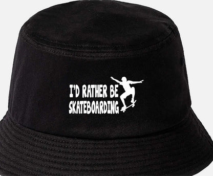 I'd Rather Be Skateboarding Bucket Hat Boarders Birthday Gift For Men & Ladies