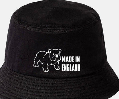 Made in England Bulldog Bucket Hat Patriotic Birthday Gift Men & Ladies
