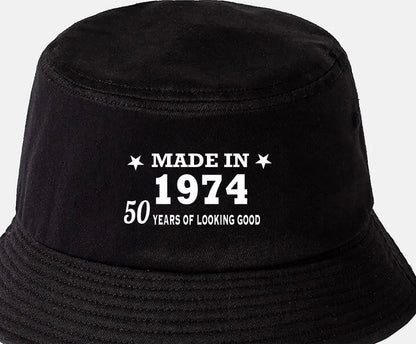Totally Awesome Made In 1974 Bucket Hat 50th Birthday Age 50 Men & Ladies