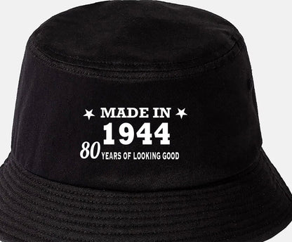Totally Awesome Made In 1944 Bucket Hat 80th Birthday Age 80 Men & Ladies