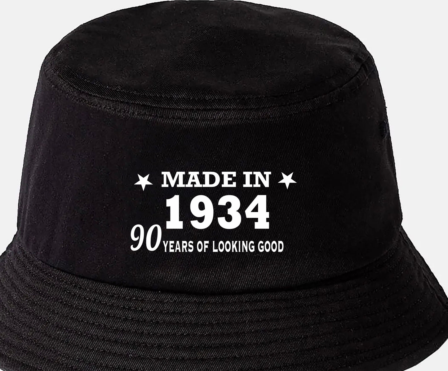 Totally Awesome Made In 1934 Bucket Hat 90th Birthday Age 90 Men & Ladies