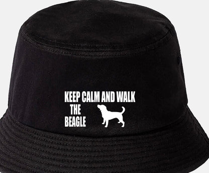 Keep Calm & Walk The Beagle Bucket Hat Dog Lovers Gift for Men & Ladies