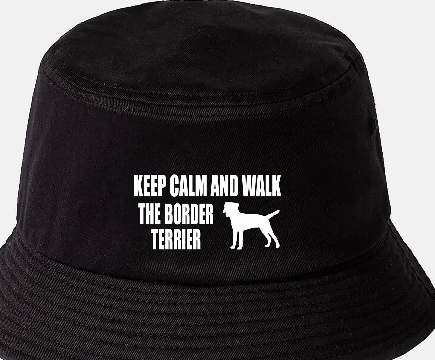 Keep Calm & Walk The Border Terrier Bucket Hat Dog Lovers Gift for Men & Ladies