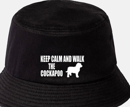 Keep Calm & Walk The Cockapoo Bucket Hat Dog Lovers Gift for Men & Ladies
