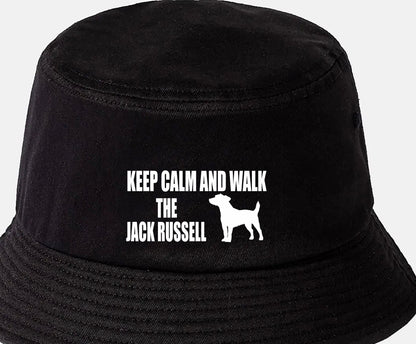 Keep Calm & Walk The Jack Rusell Bucket Hat Dog Lovers Gift for Men & Ladies