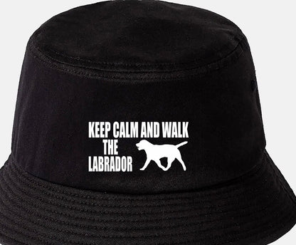 Keep Calm & Walk The Labrador Bucket Hat Dog Lovers Gift for Men & Ladies