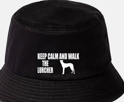 Keep Calm & Walk The Lurcher Bucket Hat Dog Lovers Gift for Men & Ladies