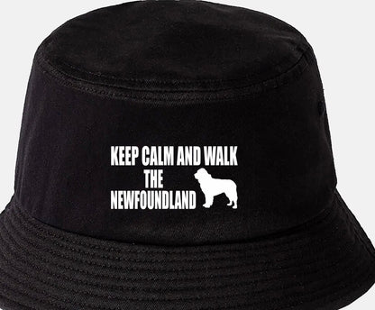 Keep Calm & Walk The Newfoundland Bucket Hat Dog Lovers Gift for Men & Ladies