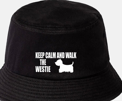Keep Calm & Walk The Westie Bucket Hat Dog Lovers Gift for Men & Ladies