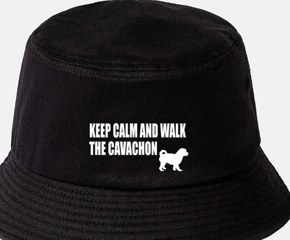 Keep Calm & Walk The Cavachon Bucket Hat Dog Lovers Gift for Men & Ladies