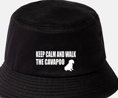 Keep Calm & Walk The Cavapoo Bucket Hat Dog Lovers Gift for Men & Ladies