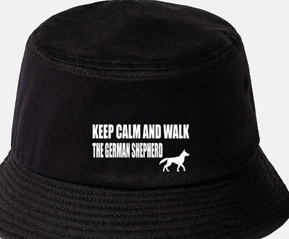 Keep Calm & Walk The German Shepherd Bucket Hat Dog Lovers Gift for Men & Ladies
