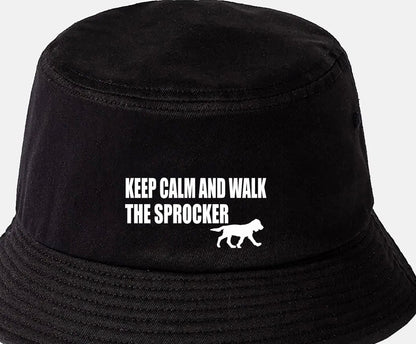 Keep Calm & Walk The Sprocker Bucket Hat Dog Lovers Gift for Men & Ladies