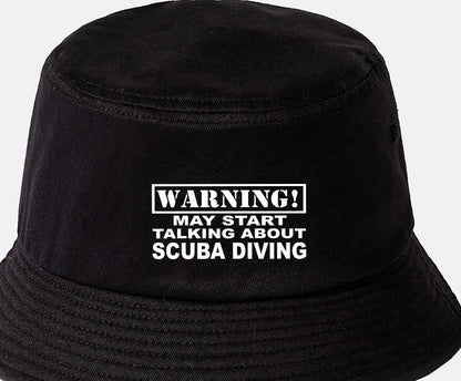 Warning May Talk About Suba Diving Bucket Hat Gift for Men & Ladies