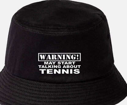 Warning May Talk About Tennis Bucket Hat Gift for Men & Ladies
