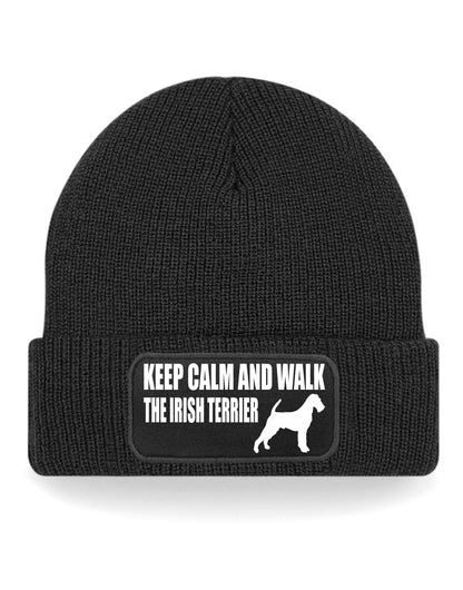 Keep Calm & Walk Irish Terrier Beanie Hat Dog Lovers Gift For Men & Ladies