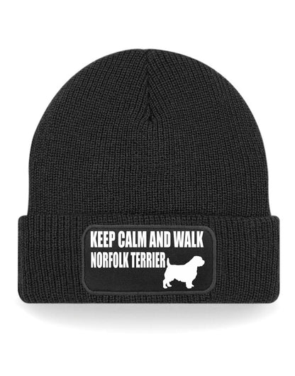 Keep Calm & Walk Norfolk Terrier Beanie Hat Dog Lovers Gift For Men & Ladies
