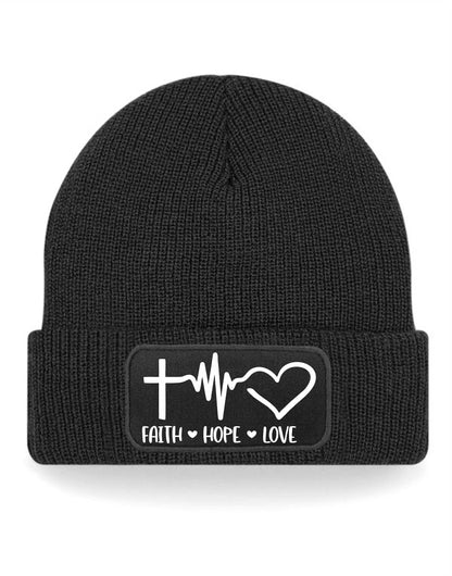 Faith Hope Love Beanie Hat Religious Birthday Gift For Men & Ladies