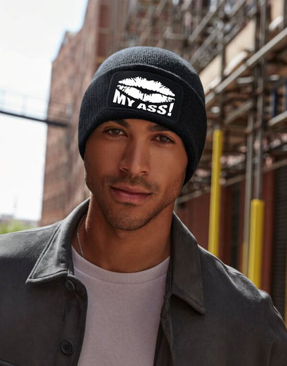 Kiss My Ass Beanie Hat Funny Birthday Gift For Men & Ladies