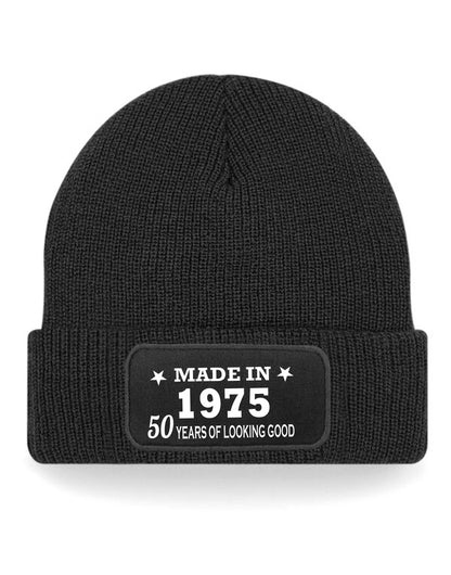 50th Birthday Made In 1975 Beanie Hat Gift for 50 Year Old For Men & Ladies