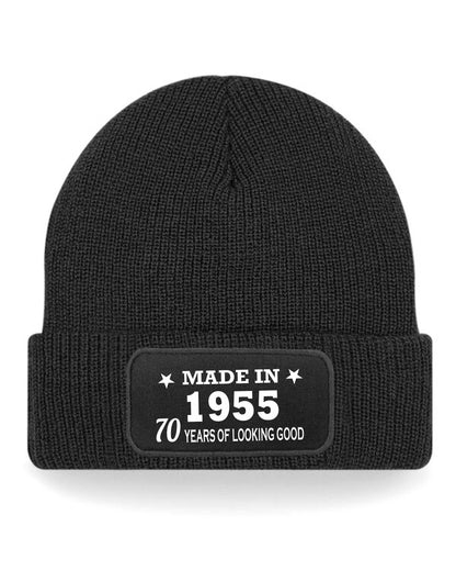 70th Birthday Made In 1955 Beanie Hat Gift for 70 Year Old For Men & Ladies