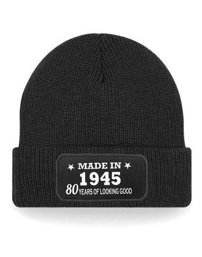 80th Birthday Made In 1945 Beanie Hat Gift for 80 Year Old For Men & Ladies