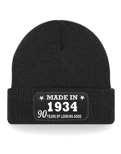 90th Birthday Made In 1934 Beanie Hat Gift for 90 Year Old For Men & Ladies