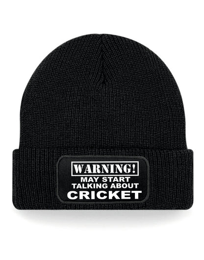 Warning May Talk About Cricket Beanie Hat Birthday Gift Great For Men & Ladies