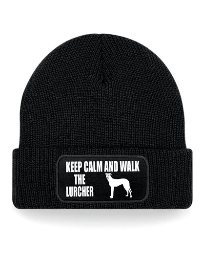 Keep Calm & Walk The Lurcher Beanie Hat Dog Lovers Gift Great For Men & Ladies