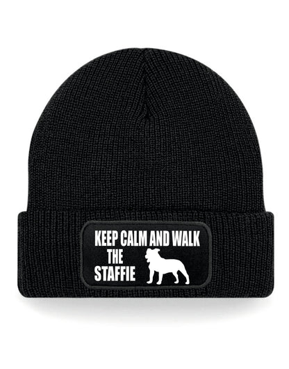 Keep Calm & Walk The Staffie Beanie Hat Dog Lovers Gift Great For Men & Ladies