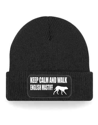 Keep Calm & Walk English Mastiff Beanie Hat Dog Lovers Gift For Men & Ladies