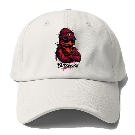 Blacksburg HokieBird wearing Virginia Tech beanie with VT patch - Baseball Cap