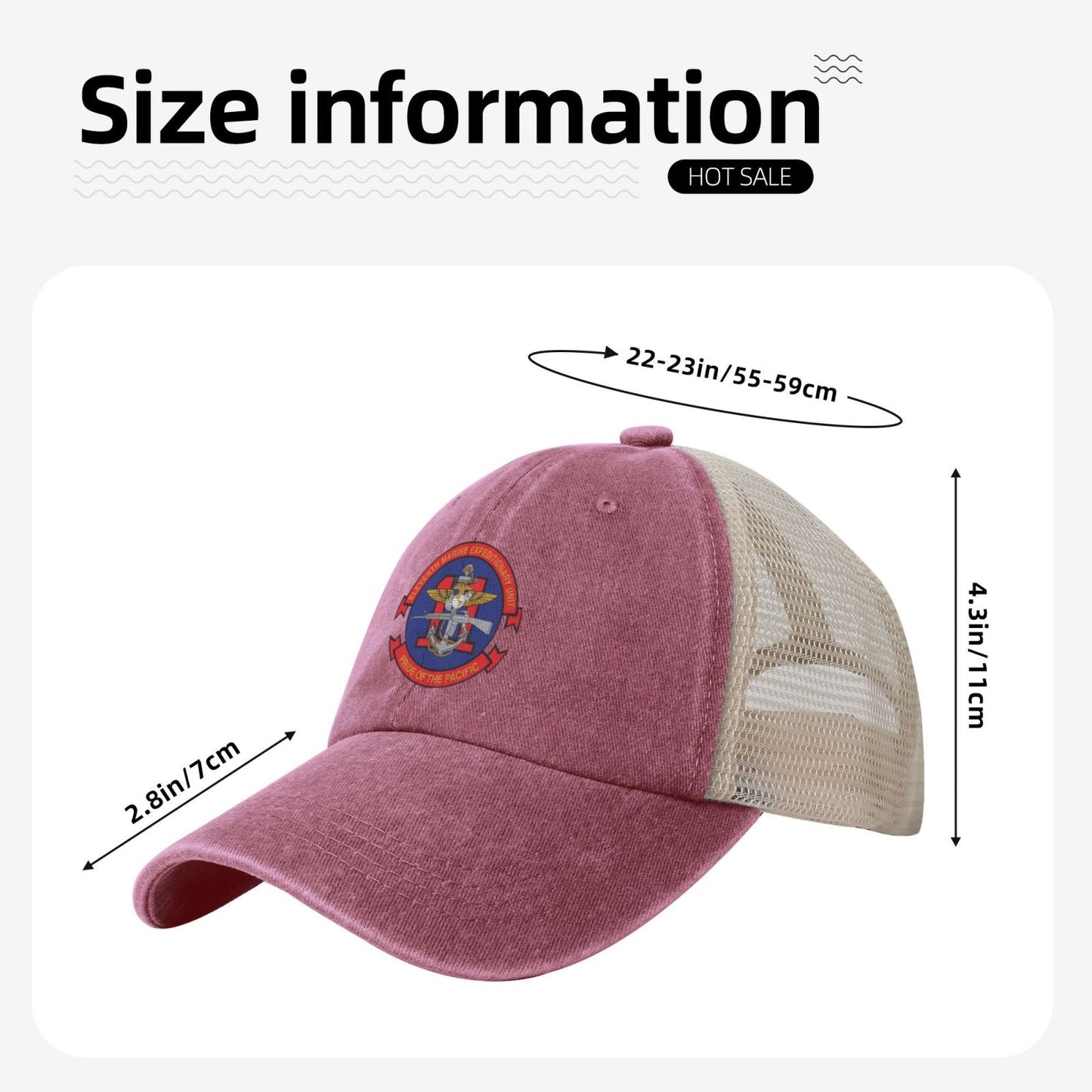 11th MEU Insignia Printed unisex baseball cap adjustable grid baseball cap veteran gift