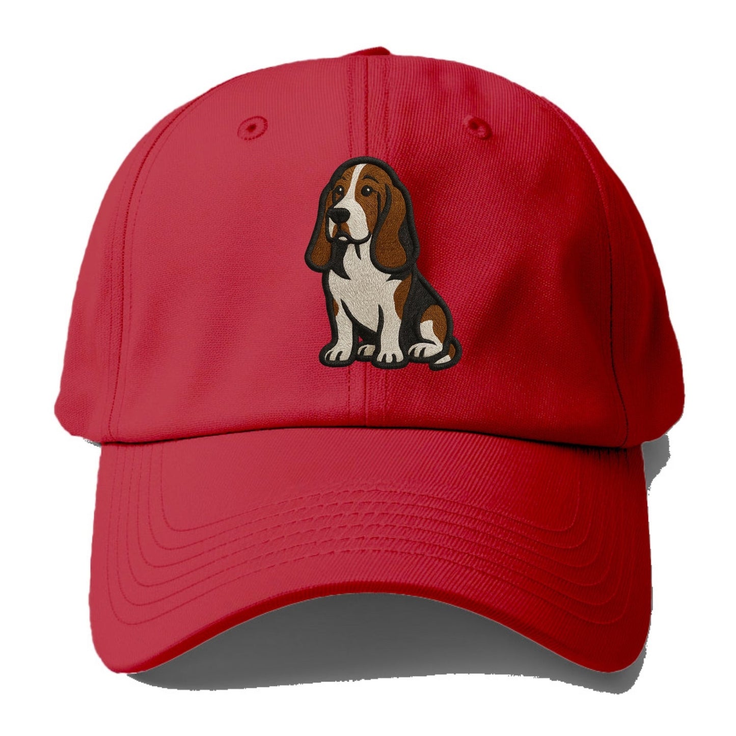 Basset Hound - Tri-color embroidered sit Baseball Cap
