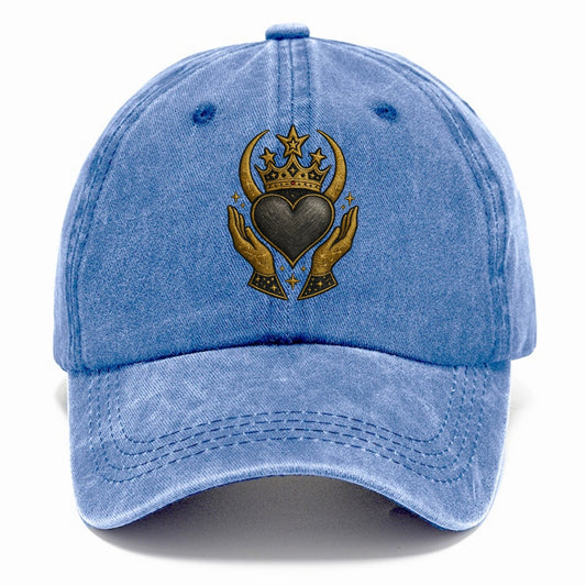 Celtic knot crown with woven strands merging into copper hands shielding a pewter - Classic Cap