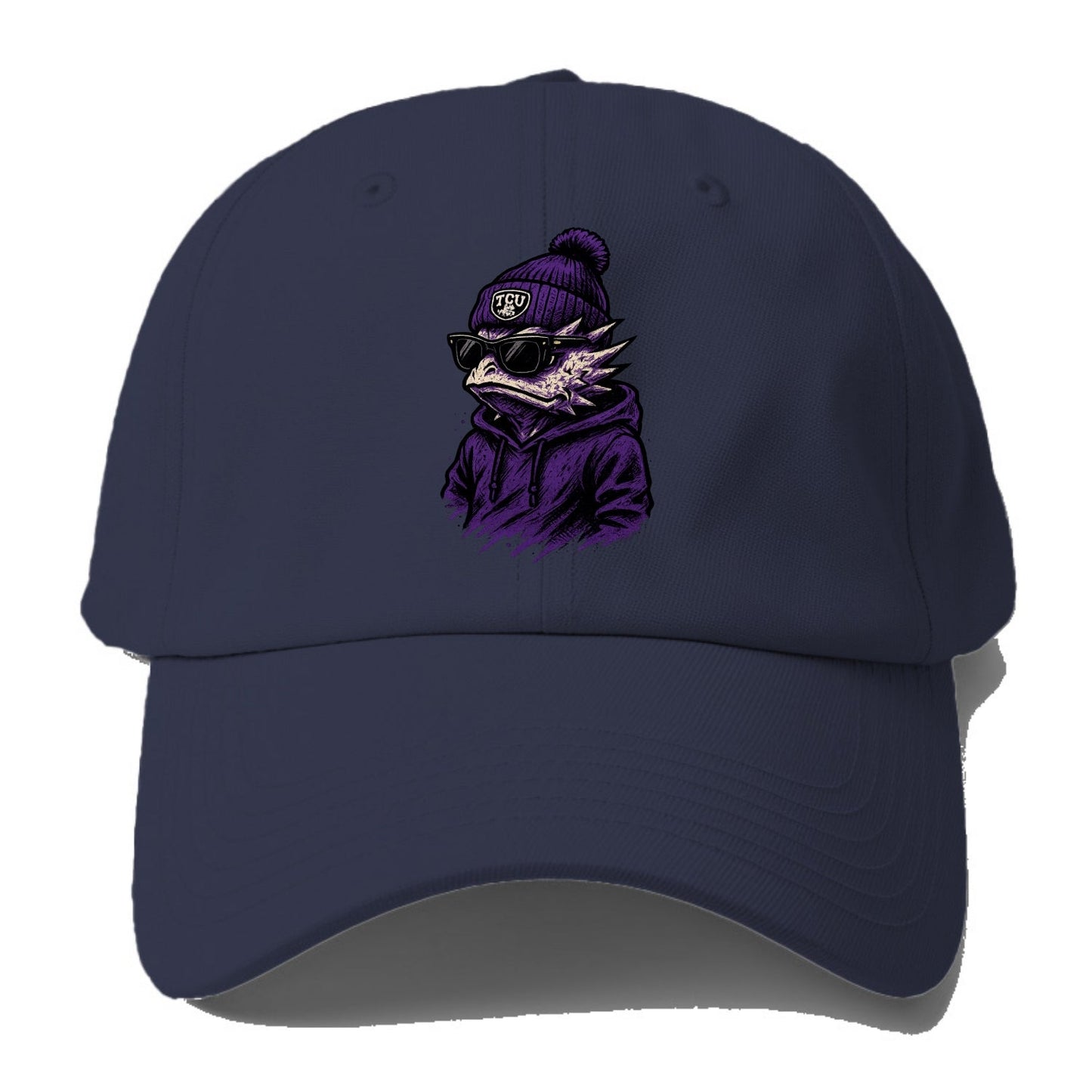 Fort Worth Horned Frog wearing TCU beanie with frog patch - Baseball Cap