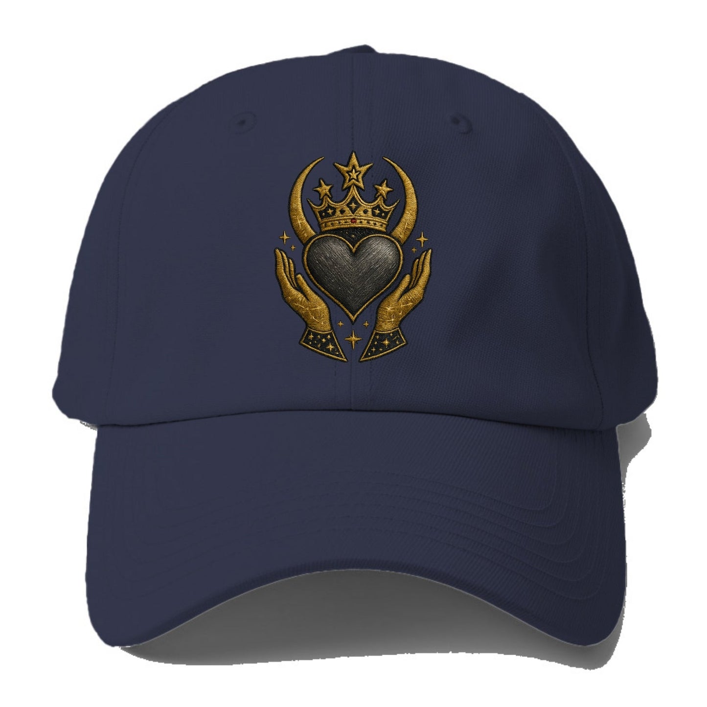 Celtic knot crown with woven strands merging into copper hands shielding a pewter - Baseball Cap