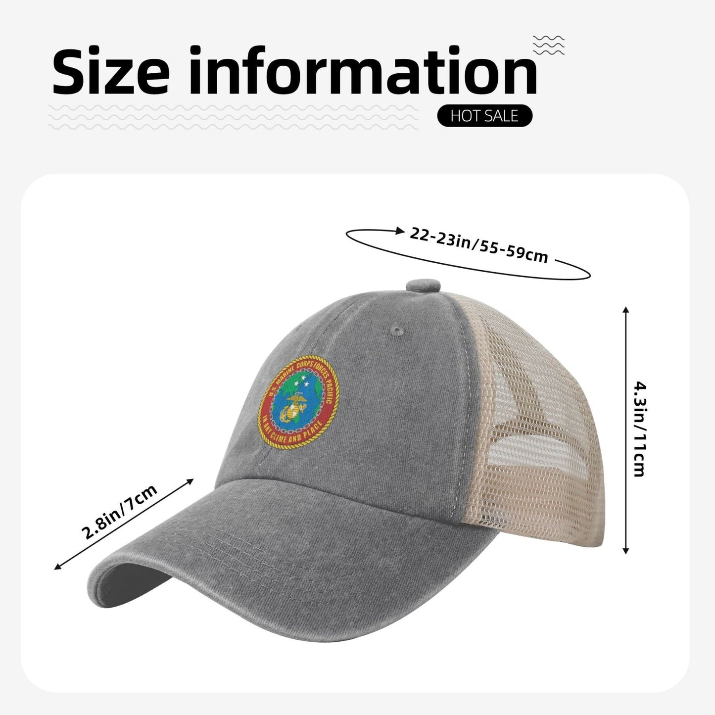 Seal Of U.S. Marine Corps Forces Pacific Printed unisex baseball cap adjustable grid baseball cap veteran gift