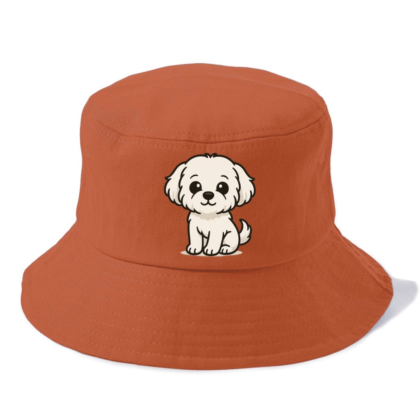 Maltese Pure White Fluffy Sitting Pose Portrait Design Bucket Hat