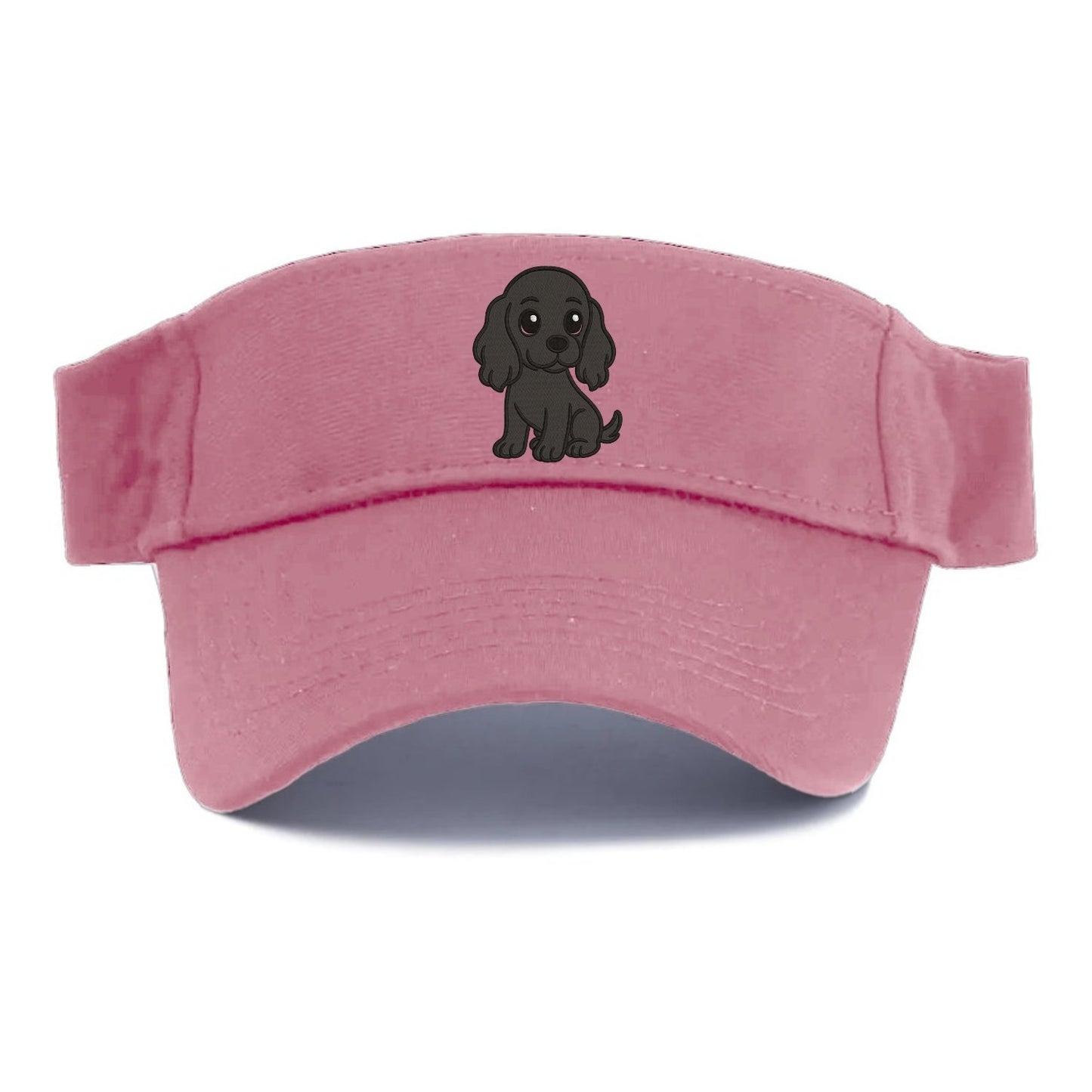 Cocker Spaniel Black Sitting Pose With Long Ears Portrait Design Visor